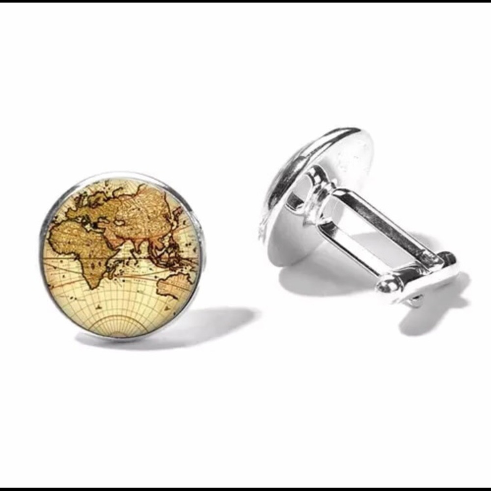 World Globe Map Cufflink Set